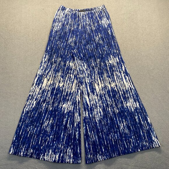 ZAC & RACHEL Women's Printed Strip Blue & White, Wide Leg Pants, Size S,Pull On - Picture 1 of 12